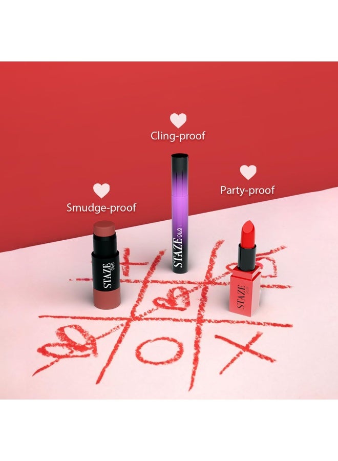 Staze 9to9 Cupid's Essentials Gift Box (All Eyes On You Tubing Mascara + Cheek Me Out Multipurpose Blush Stick 03 Spank + Crème De La Matte Lipstick 04 Tequila Sunrise) - Image 4